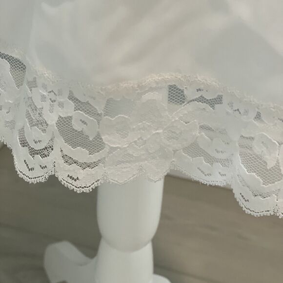 Vintage White Lace Nylon Slip Dress Nightgown Bridal Wedding Honeymoon No Tag - Picture 7 of 12